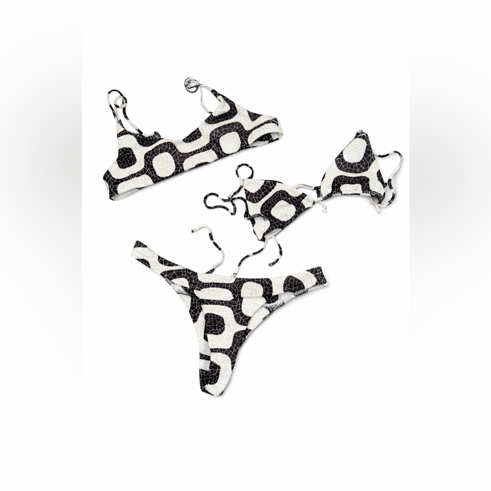 Mello The Label Mosaico‎ 3pc Bikini Set L Black Ivory Resort